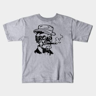 Skeleton Skull Top Hat Smoking Cigar Kids T-Shirt